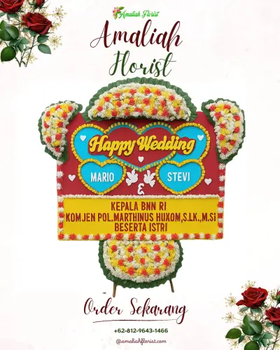 Karangan Papan Bunga Pernikahan di Wek Vi